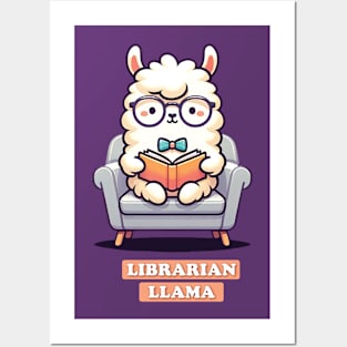 Librarian llama Reading A Book | Adorable Llama Bookworm | Cozy Reading Moments Posters and Art